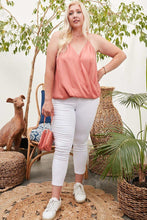 Front Surplice Pleats Back Shirring Solid Cami Top