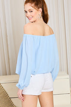 Off Shoulder Long Bubble Sleeve Solid Top