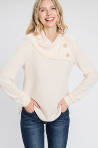 Buttoned Flap Mock Sweater