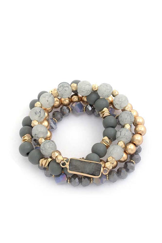 Rectangle Stone Beaded Bracelet Set
